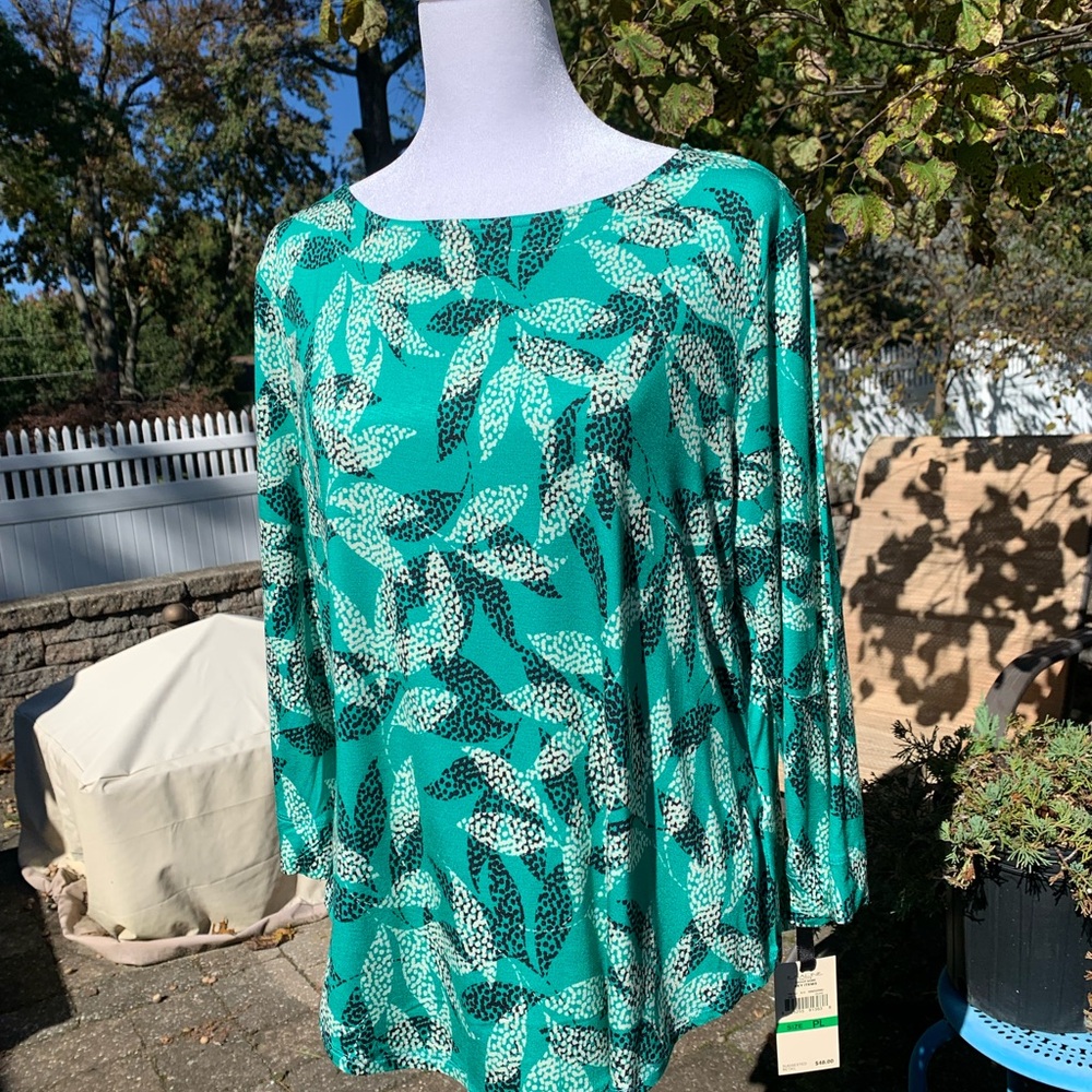 EMALINE Sea Green with Leaf Blouse